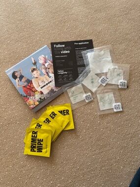 Unused Inkbox temporary tattoo bundle with primer wipes